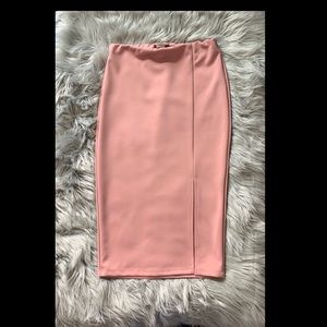 Blush pink midi skirt with slit